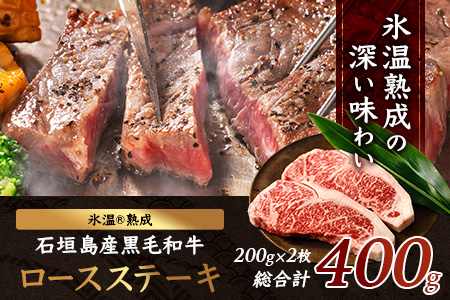 【氷温熟成】石垣島産 黒毛和牛 ロースステーキ 400g お肉 肉 牛肉 冷凍 ステーキ 焼肉 やきにく BBQ アウトドア お祝い 贈答 プレゼント 200g×2枚 八重山食肉センター