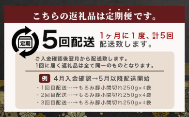 【定期便 5回配送】【石垣島ブランド豚】もろみ豚 豚こま切れ 250g×20袋【合計5kg】【もろみで育てる自慢の豚肉】AH-15-1