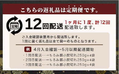 【定期便】【石垣島ブランド豚】もろみ豚 豚こま切れ 250g×48袋【合計12kg】【もろみで育てる自慢の豚肉】【12回定期便】 AH-16-1