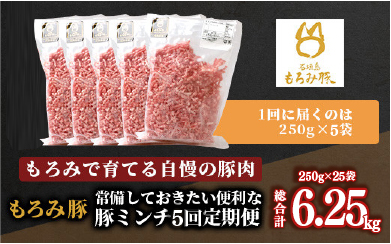 【定期便 5回配送】【石垣島ブランド豚】もろみ豚 豚ミンチ 250g×25袋【合計6.25kg】【もろみで育てる自慢の豚肉】AH-24-1