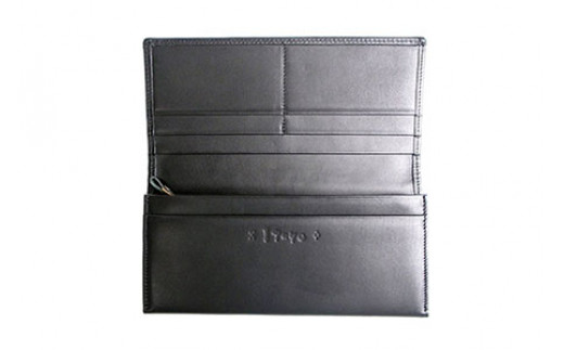 AZ-54-1 みんさー織 長財布牛革(楕円ヒチガーラ　ブラック)