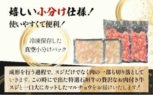 【2025年11月以降順次発送】特選石垣牛の牛スジとマルチョウをご家庭で！！牛スジ500g×2、マルチョウ300ｇ×2の大容量セット | 沖縄 石垣 牛スジ マルチョウ ホルモン 牛 肉 特選 黒毛 和牛 贅沢 | IM-24 牛スジとマルチョウ大容量セット