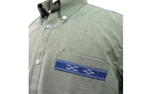 AI-22 みんさウェア ボタンダウン（抹茶） 男性用 LLサイズ LLサイズ