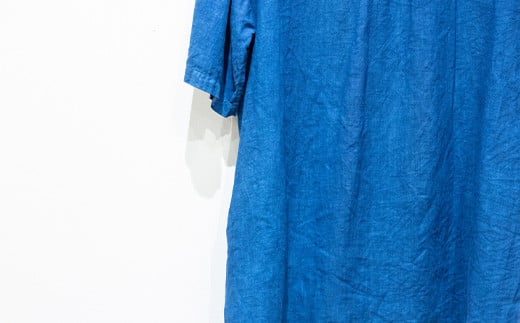 【石垣島の藍染工房】半袖シャツ【カラー:ブルー】【サイズ:XLサイズ】KB-167-1