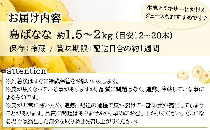 【先行予約 2026年5～10月順次発送】バナナ好きに届けたい！！完全無農薬栽培 もっちり食感がやみつきの希少な国産『プレミアム島ばなな』贅沢に1房丸ごと約1.5-2kgお届け！！ 【2026年5~10月発送】約1.5-2kg