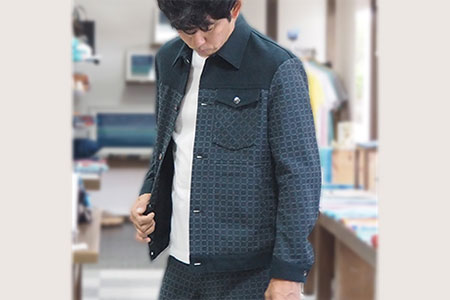 みんさー織 総手織りブルゾン（楕円ヒチガーラ  ブラック）Lサイズ AZ-57-1