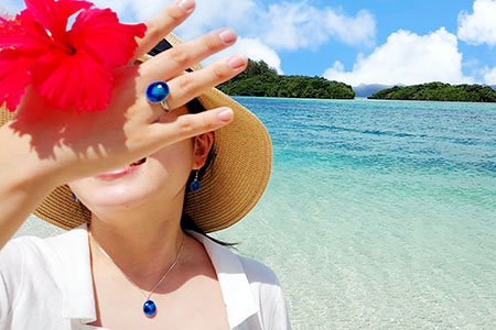 石垣焼 シルバースライドプチネックレス Y-18-1