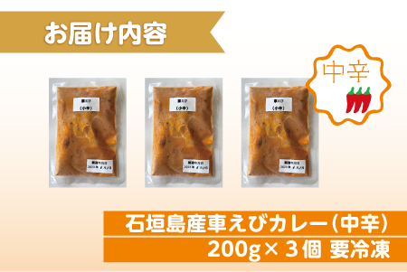 石垣島産車えびカレー（中辛）【冷凍 3食】石垣島のカレー専門店が作るご当地カレー　SK-9 石垣島産車えびカレー(中辛)3食