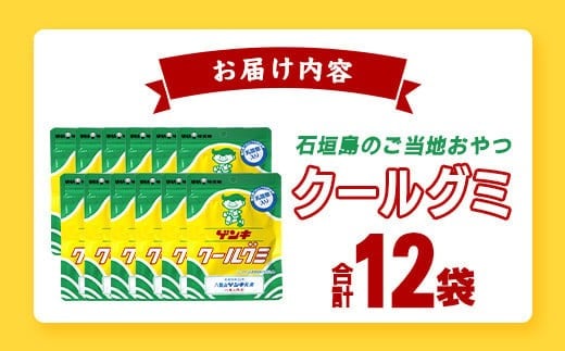 【島外不出のゲンキくんグッズが返礼品に!!】八重山ご当地キャラクターゲンキくん クールグミ 12袋【八重山ゲンキ乳業 お土産 観光 ゲンキくん ゲンキクール サイダー 乳酸菌入り】OP-3【日本最南端寺院石垣島桃林寺 ご祈祷ステッカー付】