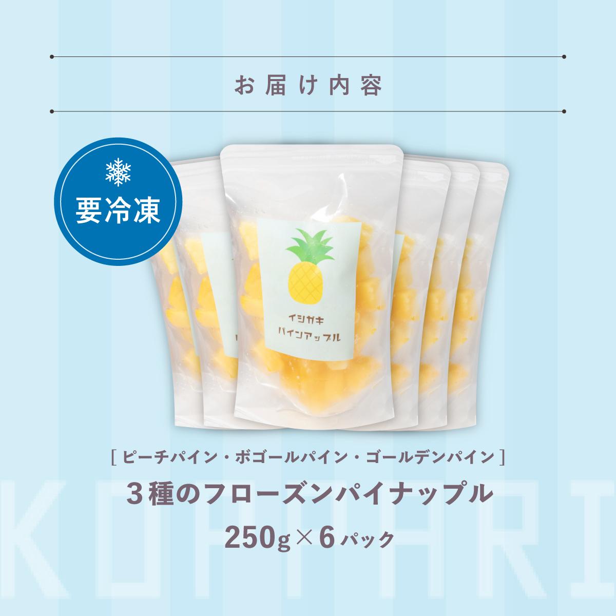 先行予約＜2026年6月より順次発送＞贅沢3種フローズンパイナップル 6パック【 沖縄県 石垣市 果物 パイナップル 冷凍 パイン フローズン 送料無料 】 EF-6 250g×6パック