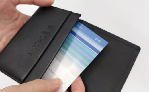 AZ-52-1 みんさー織 名刺入れ牛革(楕円ヒチガーラ　グレイ) 