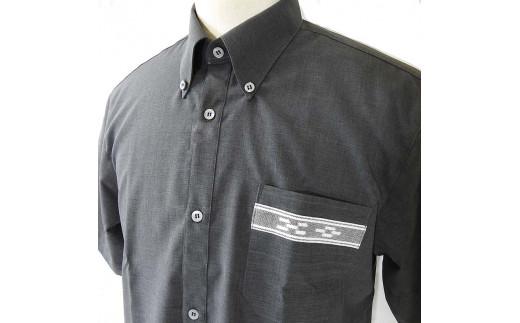 みんさウェア ボタンダウン（ダークグレー） 男性用 Mサイズ AI-030 Mサイズ