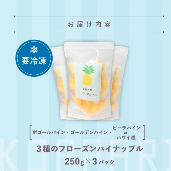 先行予約＜2026年6月より順次発送＞贅沢3種フローズンパイナップル 3パック【 沖縄県 石垣市 果物 パイナップル 冷凍 パイン フローズン 送料無料 】 EF-5 250g×3パック