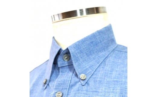みんさウェア ボタンダウン（薄青） 男性用 LLサイズ AI-25 LLサイズ