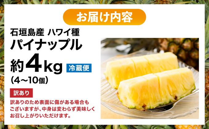 【2026年4月中旬発送】訳あり 石垣島産 ハワイ種パイナップル 約4kg（4～10個）KP-02 | ふるさと納税 パイナップル 産地直送 フルーツ 果物 パイン 石垣 沖縄 沖縄県石垣市 石垣島 ハワイ種 約4kg