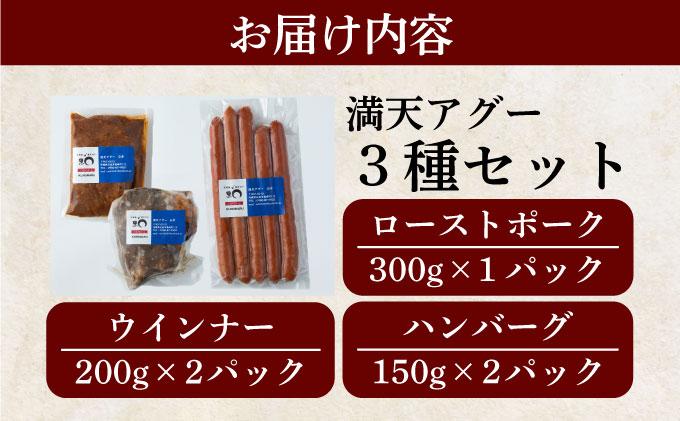 満天アグー 3種セット (ローストポーク 300g ハンバーグ 150g×2 ウインナー 200g×2) | ふるさと納税 沖縄県 石垣市 石垣 沖縄 石垣島 ふるさと 人気 送料無料 アグー 豚 豚肉 ポーク 3種セット