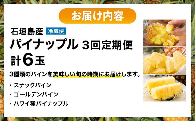 【予約受付】【定期便】石垣島産 パイナップル 3回 定期 3種 計6玉【2026年 5月頃・6月・7月頃お届け】  ふるさと納税 パイナップル パイン フルーツ 果物 果実 定期便 定期 3回 3か月 沖縄県 石垣市 石垣島 産地直送 ふるさと 人気