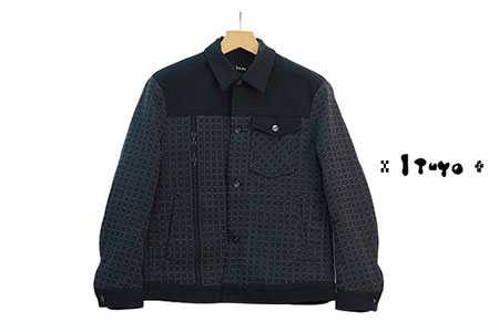 みんさー織 総手織りブルゾン（楕円ヒチガーラ  ブラック）Lサイズ AZ-57-1