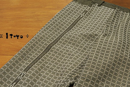 みんさー織 総手織りパンツ（楕円ヒチガーラ  グレイッシュ）LLサイズ AZ-67-1