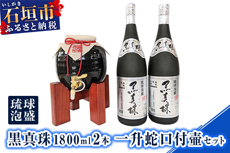 YS-24 琉球泡盛 黒真珠1800ml 2本 一升蛇口付壷セット
