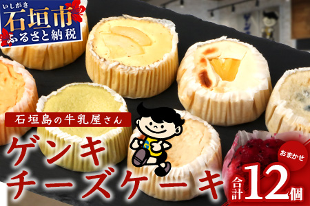 【島外不出のゲンキくん製品が返礼品に!!】ゲンキチーズケーキ 12個 プレーン MIX バラエティ セット 石垣島の牛乳屋さんのチーズケーキ OP-8