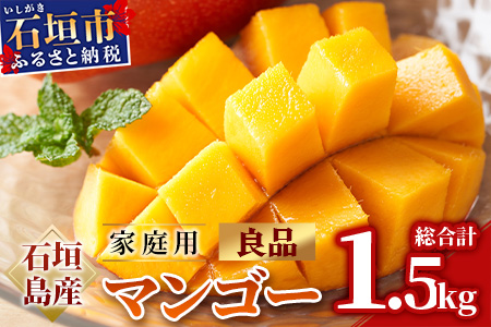 【予約受付】 石垣島産 マンゴー 家庭用（良品）（アーウィン種）3玉～5玉入り1箱（1.5kg×1箱）合計約1.5kg《2025年6月中旬より順次発送》AE-11