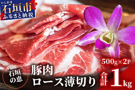 【産地直送】石垣の恵 アグー豚 豚肉ロース薄切り 500g×2パック【合計1kg】KB-33