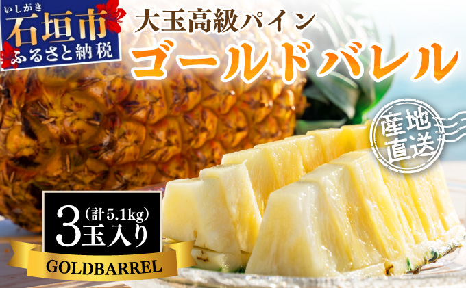 【先行予約】《2025年夏季 順次発送》ゴールドバレルパイン 大玉3個入り 計5.1kg　SI-40