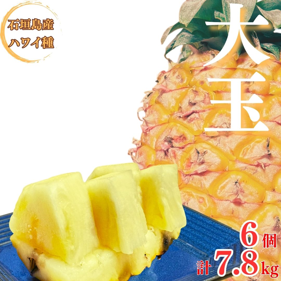 【先行予約】《2025年夏季 順次発送》夏実パイン（ハワイ種）大玉6個 計7.8kg　SI-49-1