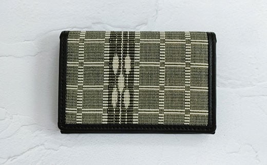 AZ-52-1 みんさー織 名刺入れ牛革(楕円ヒチガーラ　グレイ) 