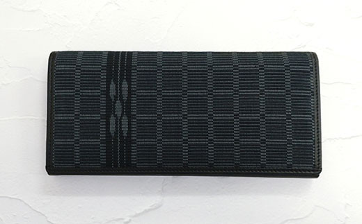 AZ-54-1 みんさー織 長財布牛革(楕円ヒチガーラ　ブラック)