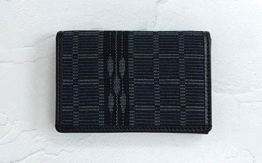 AZ-51-1 みんさー織 名刺入れ牛革(楕円ヒチガーラ　ブラック)