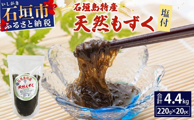 石垣島特産 塩付天然もずく 4.4kg (220g×20パック) | もずく 天然 石垣 塩付天然もずく 4.4kg