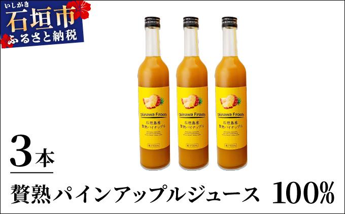 贅熟 石垣島産パインアップルジュース(100%) 500ml×3本 3本