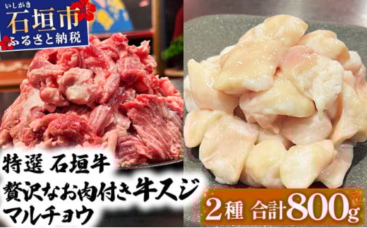 【2025年11月以降順次発送】特選石垣牛の牛スジとマルチョウをご家庭で！！牛スジ500gマルチョウ300ｇのセット | 沖縄 石垣 牛スジ マルチョウ ホルモン 牛 肉 特選 黒毛 和牛 贅沢 | IM-23 牛スジとマルチョウセット