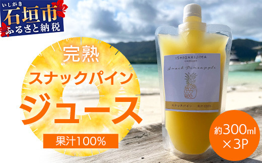 《2026年4月以降順次発送》完熟スナックパイン果汁100％！！の濃厚ジュース300ml×3パックをお届け！【 沖縄県 石垣 完熟 パイン パイナップル スナック 果汁 100％ 】TF-43_R8