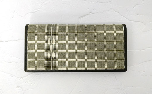 AZ-55-1 みんさー織 長財布牛革(楕円ヒチガーラ　グレイ) 