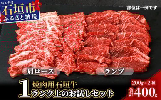 石垣牛・焼肉用・1ランク上のお試しセット・ミスジ、イチボなど希少部位が200g×2種＝計400g入り | SI-20-1