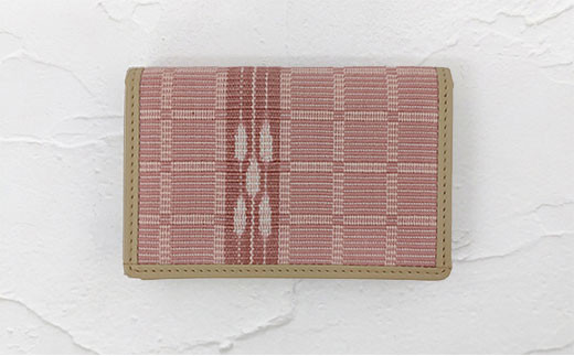 AZ-53-1 みんさー織 名刺入れ牛革(楕円ヒチガーラ　サクラ) 