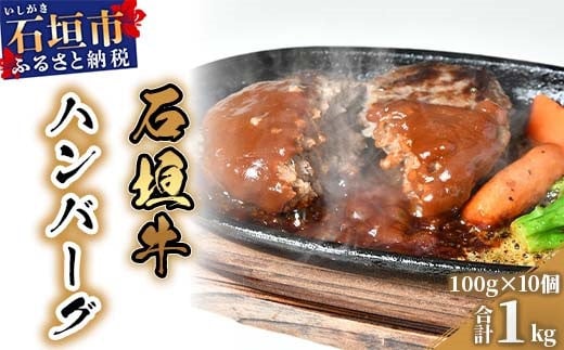 石垣牛ハンバーグ100g10個（ゆいまーる牧場）| ハンバーグ 和牛 黒毛和牛 石垣牛 無添加 国産 牛肉 ブランド牛 冷凍 個包装  沖縄 石垣 人気 送料無料 | U-1-1