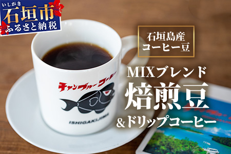 石垣島産コーヒー豆MIXブレンド ドリップパック10個と焙煎豆100g×4袋セット IW-3