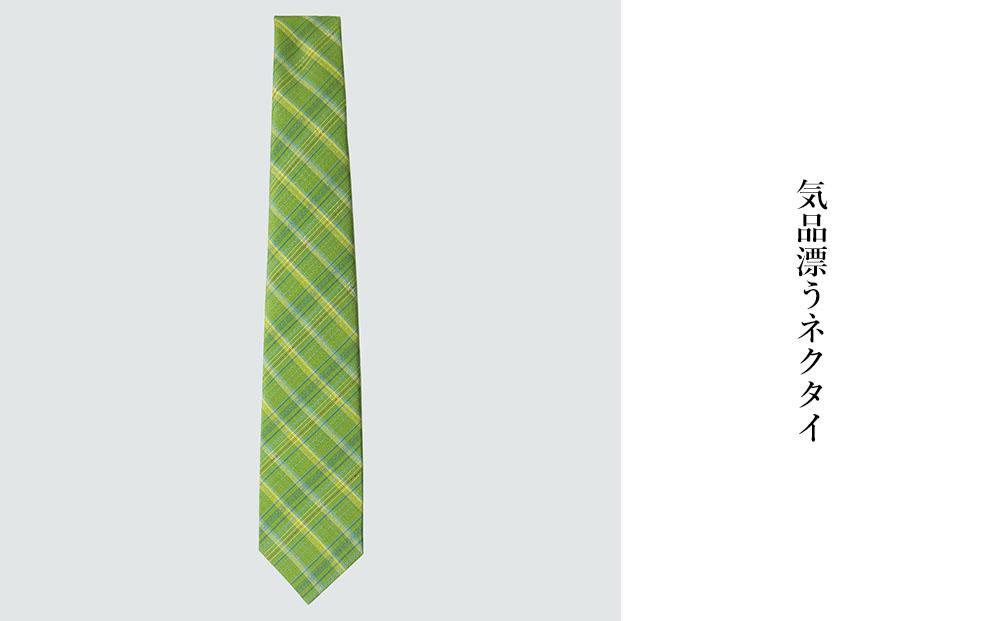 【手織りシルクネクタイ】グリーン系01