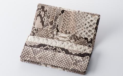 財布 長財布 パイソン 革 ( 縦9cm × 横18.5cm ) 無双加工