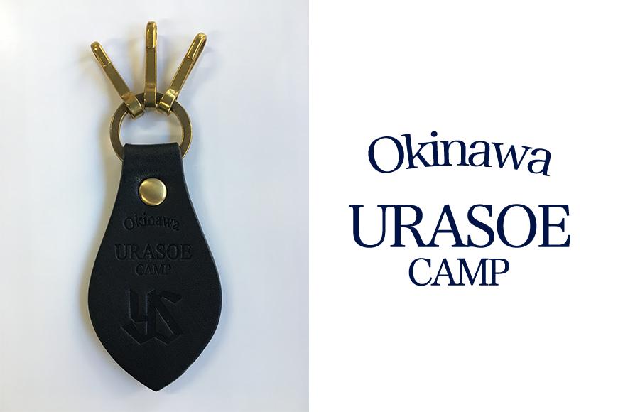 キーホルダー レザー ( 黒 )( 革部7.7cm 金具部5cm ) 浦添市限定 ヤクルトスワローズ