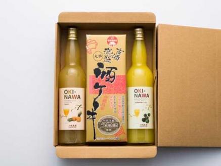 かりゆしスペシャル ジュース & ケーキ セット ( 果汁 ジュース500ml × 2本 & 酒 ケーキ1本 )