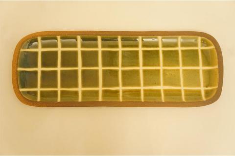 沖縄づくし！【一翠窯×ほうき星】やちむんセット「格子（緑）」