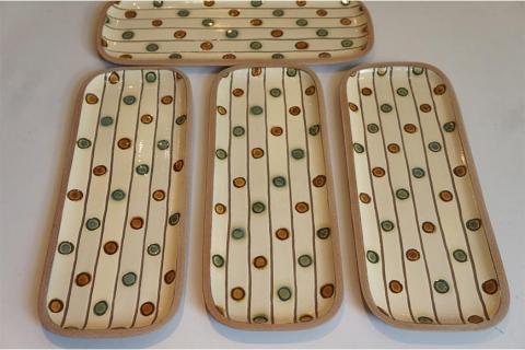 沖縄づくし！【一翠窯×ほうき星】やちむんセット「線彫ドット」