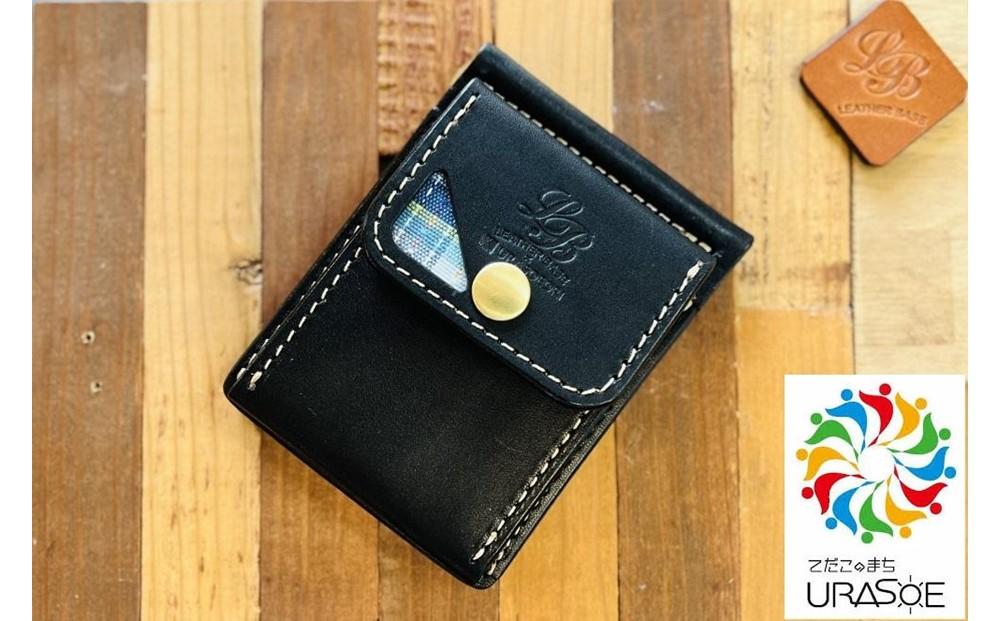 【レザーベース】うらそえ織マネークリップ（ブラック）