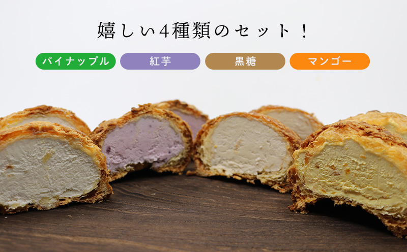 沖縄シュークリーム　4種類10個セット おきぽた シュークリーム マンゴー スイーツ 専門店 バラエティシュークリーム トロピカル パイン 黒糖 紅芋 贅沢スイーツ 食べ比べ 人気 おすすめ 沖縄 お土産 プレゼント 贈り物 ギフト お取り寄せ