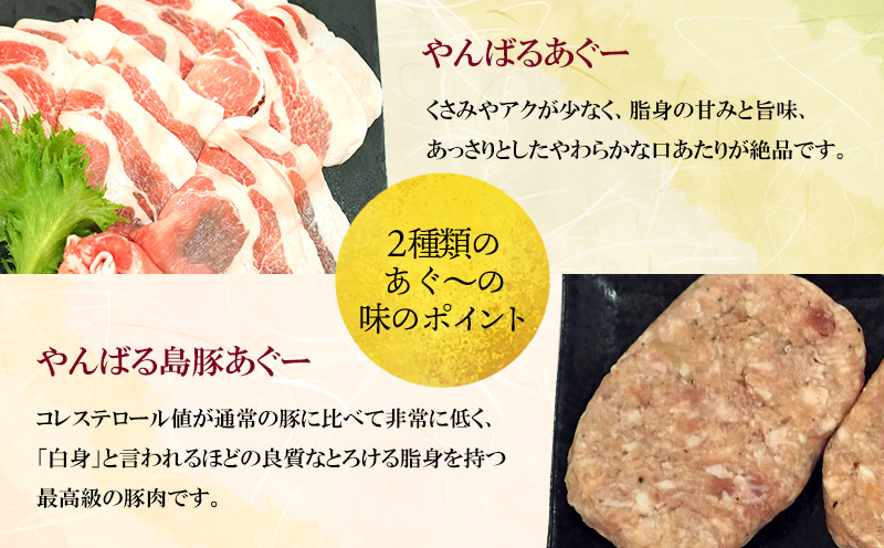 やんばるあぐーしゃぶしゃぶ（ロース＆肩ロース＆バラ＆ハンバーグ）Aセット ブランド豚 銘柄豚 やんばる あぐー豚 お取り寄せ 家庭料理 お肉 豚肉 しゃぶしゃぶ ハンバーグ 人気 グルメ 国産 ポーク 豚しゃぶ 特産品 野菜炒め おすすめ ご褒美 幻の豚